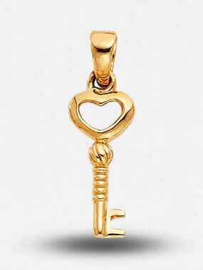 14K Gold Key Charm Pendant By Tehrani Jewelry